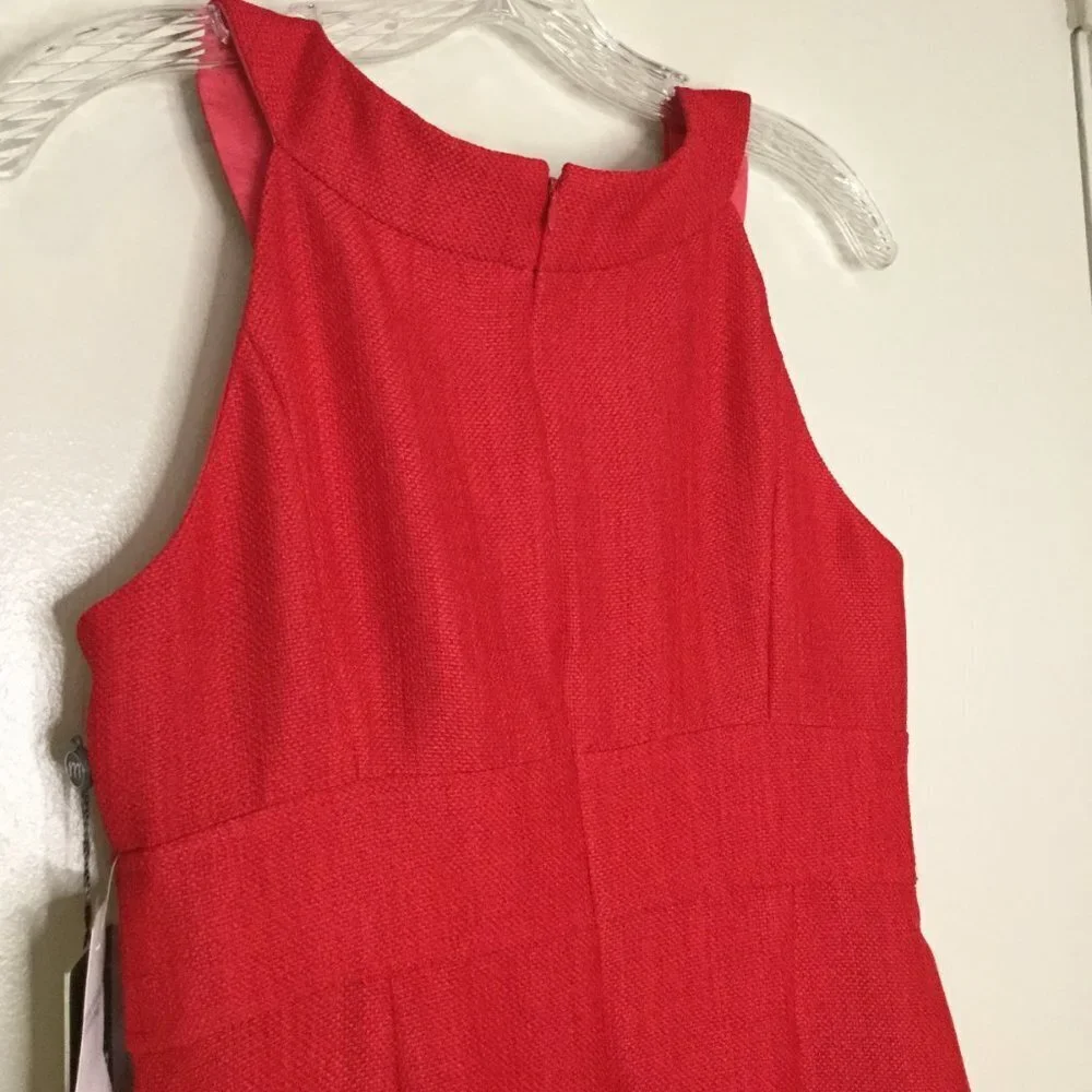 Muse Red Embellished Collar Sleeveless Dress - Picture 9 of 11